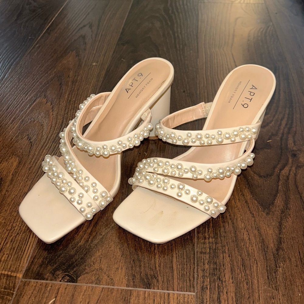Apt. 9 Pearl Embellished Tan Heels